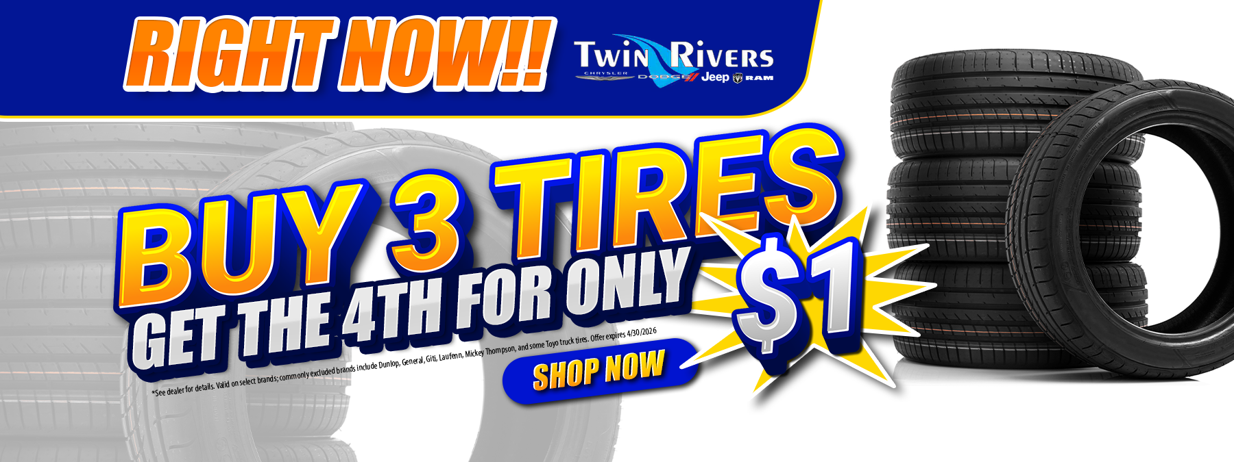 Buy 3 Tires get 4th Free